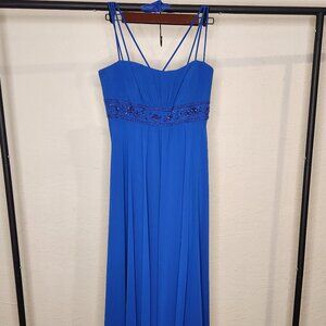 David’s Bridal Beaded Empire Waist Chiffon Gown – Size 6 – Royal Blue Formal Dre